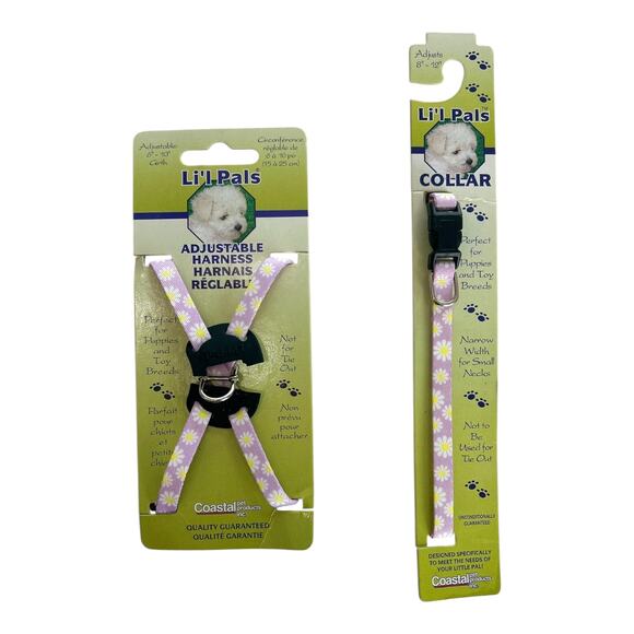 Li'l Pals Other - Li'l Pals Adjustable Harness and Collar Lilac Floral Puppy Size